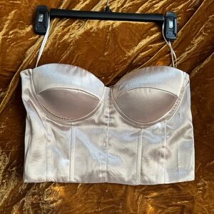 Boohoo champagne/nude sleeveless crop top